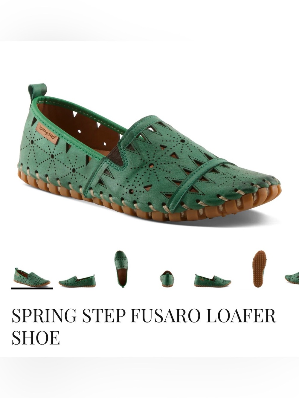 Spring Step Green Fusaro Perforated Leather Slip-On Loafer